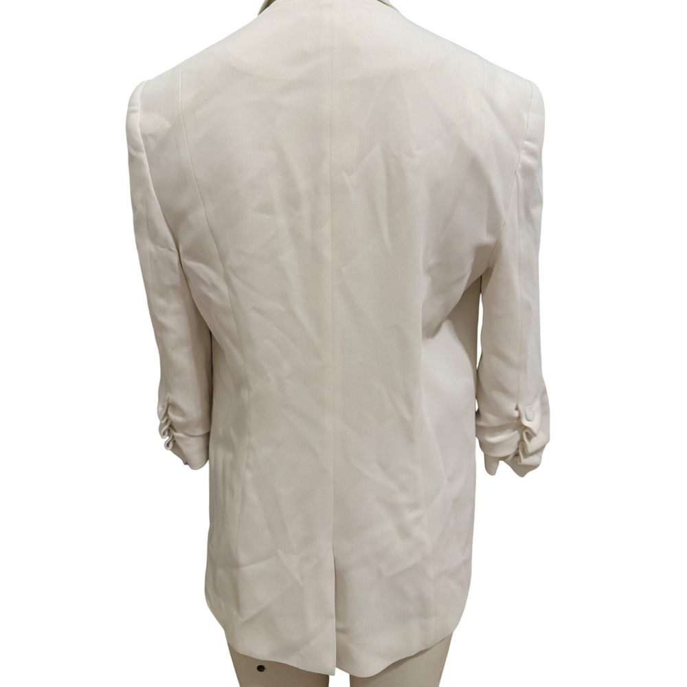 $395 Cinq a Sept Khloe Ruched Sleeve Blazer Ivory White Single Button Size 2 - Picture 9 of 12
